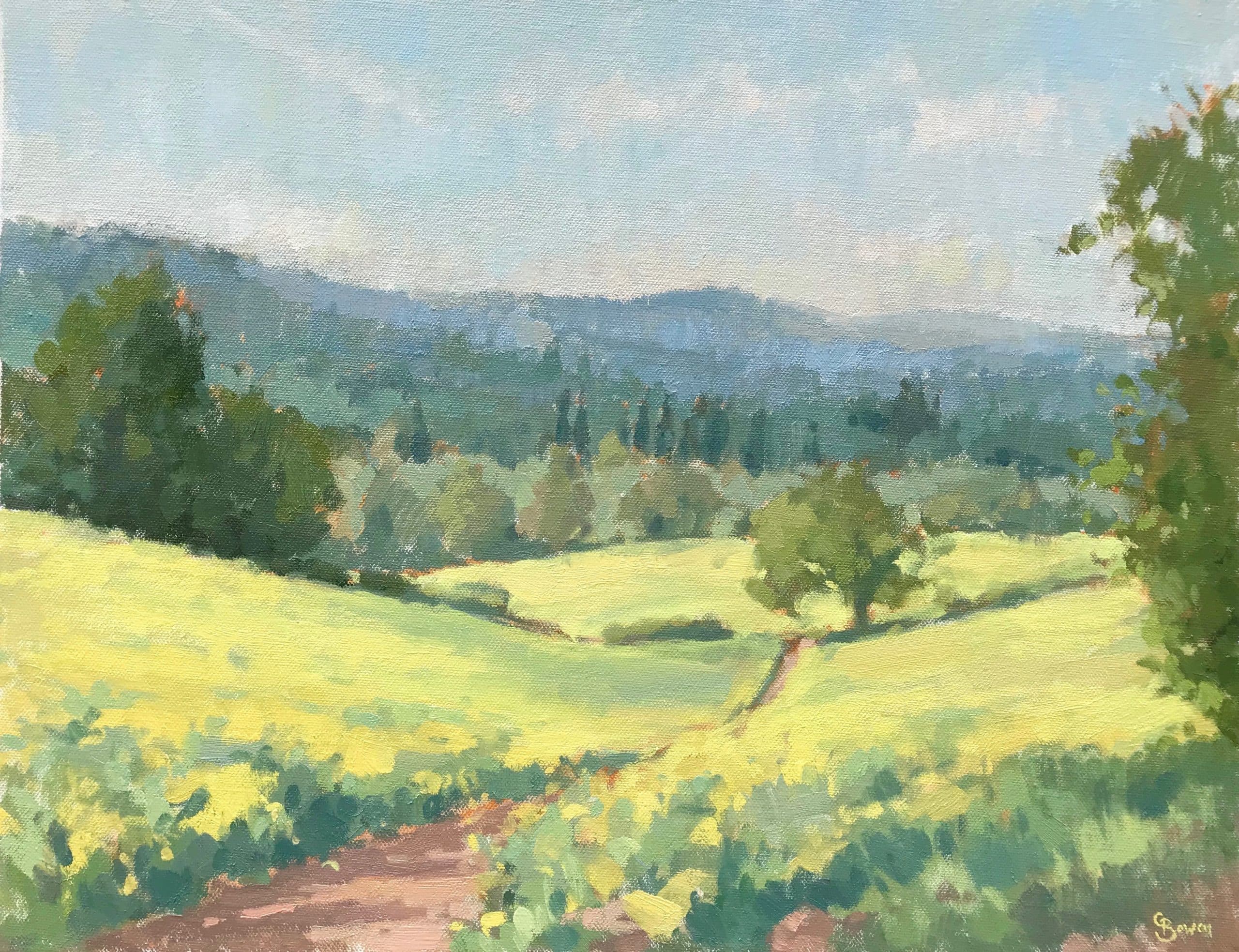 'Surrey Hills' oil on canvas 12x16" by Clare Bowen