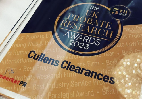 Cullens Clearances Celebrates Major Win at UK Probate Research Awards 2023