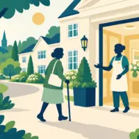 Illustration of a care home in Surrey