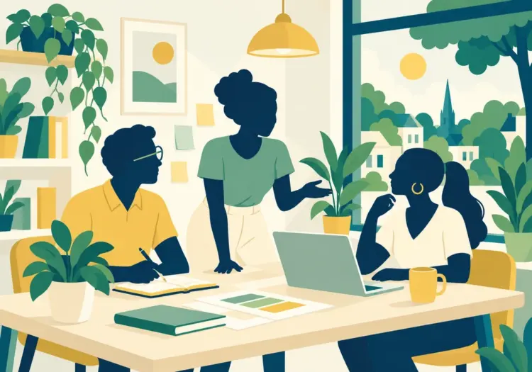 Illustration of a local business team at work