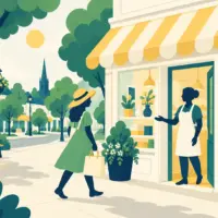 Illustration of a local shop in Surrey