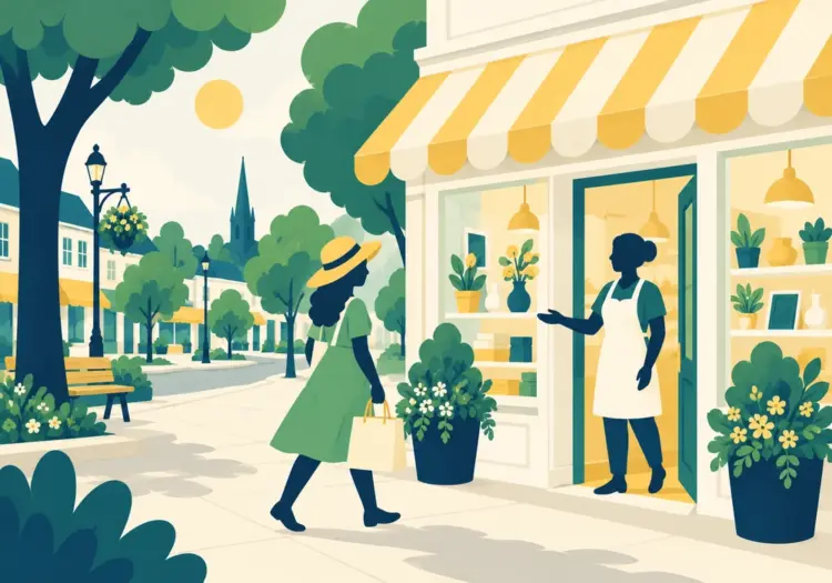 Illustration of a local shop in Surrey