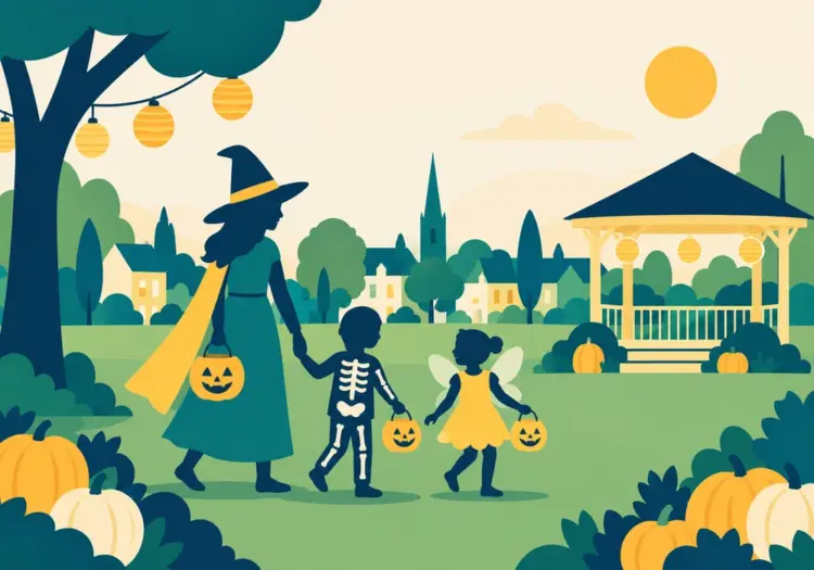 Illustration of a family Halloween event in Surrey
