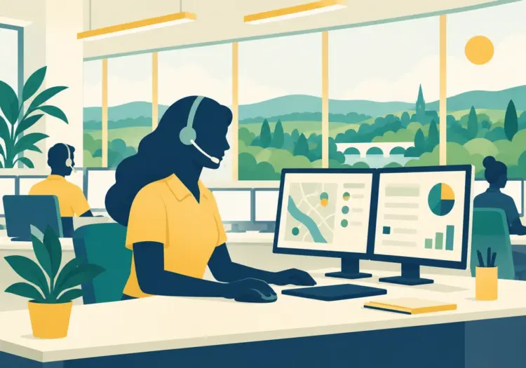 Illustration of an emergency call handler at work