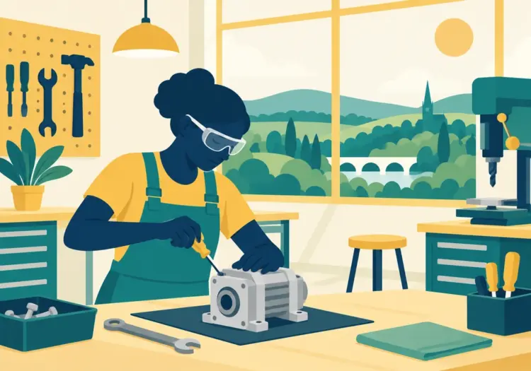 Illustration of an engineering workshop technician