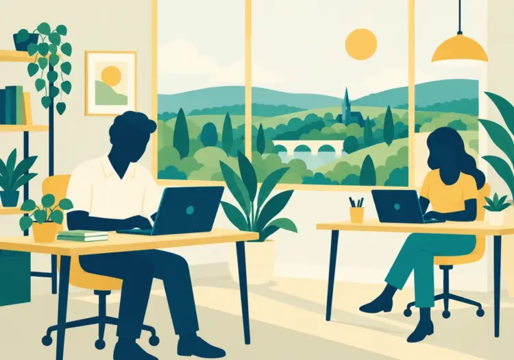 Illustration of colleagues at work in a local office